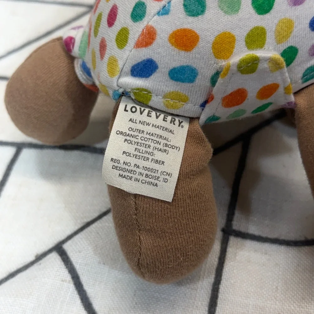 Lovevery Organic Cotton Baby Doll 7in Multicolor Polka Dot Sensory Plush Toy